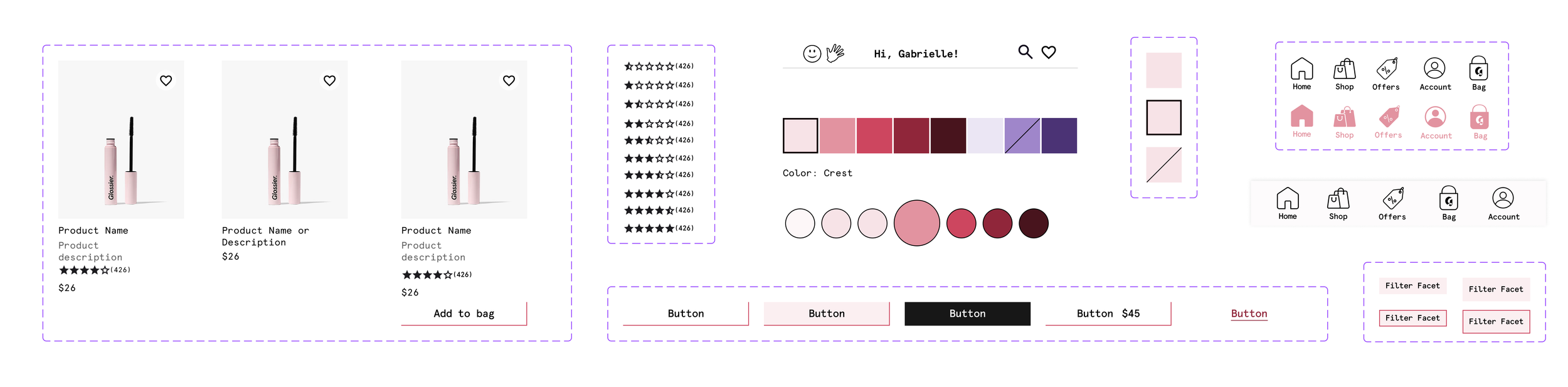 Glossier app component library